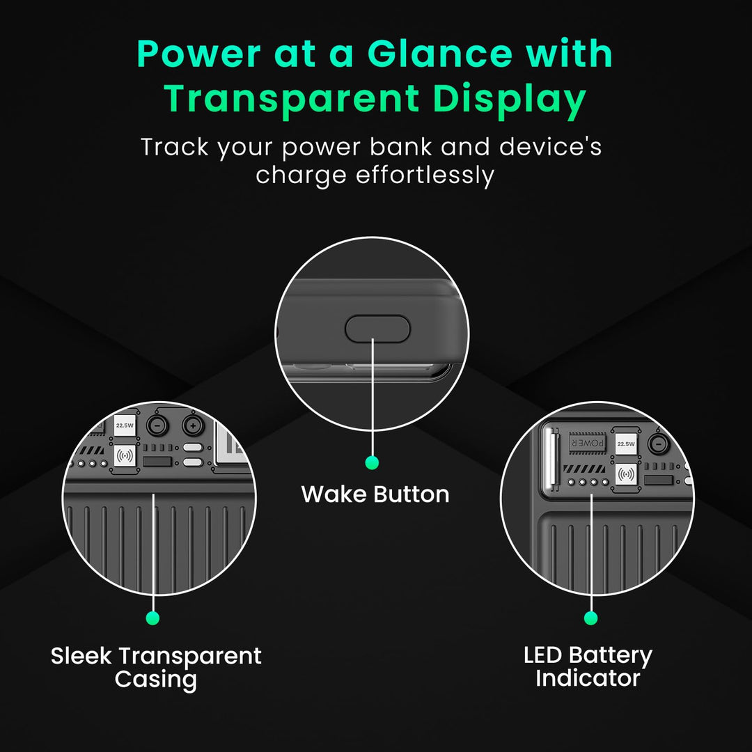 Portronics Luxcell Wireless Mini 10K - 10000mAh 22.5W Fast Charging Power Bank
