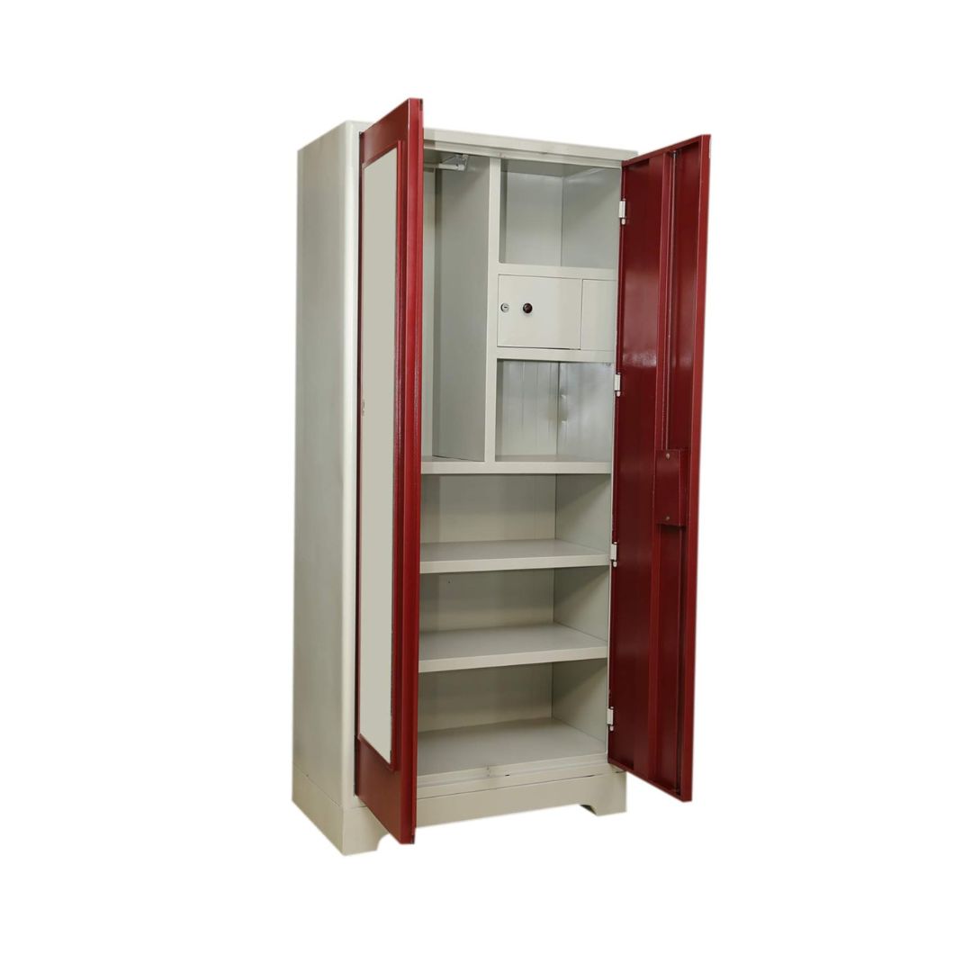 Powder Coated and Galvanized Tata Steel Metal Shelf Wardrobe with Mirror