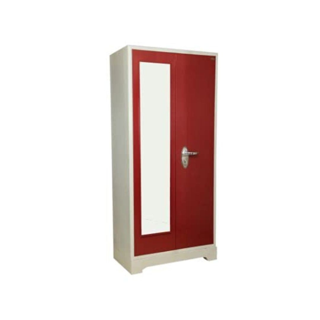Powder Coated and Galvanized Tata Steel Metal Shelf Wardrobe with Mirror