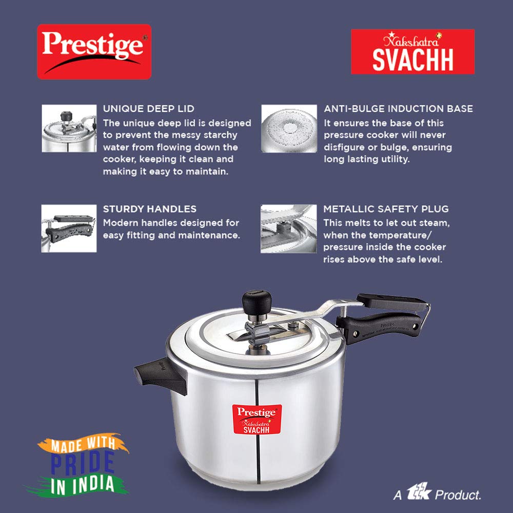 Prestige Nakshatra Plus Svachh Aluminium Straight Wall 5L Pressure Cooker