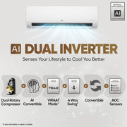LG 3 Star (2.0 Ton) Split AC with AI Convertible 6-in-1 Cooling.