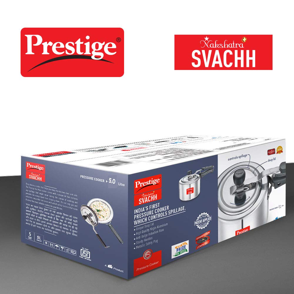 Prestige Nakshatra Plus Svachh Aluminium Straight Wall 5L Pressure Cooker