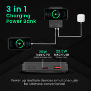 Portronics Luxcell Wireless Mini 10K - 10000mAh 22.5W Fast Charging Power Bank.