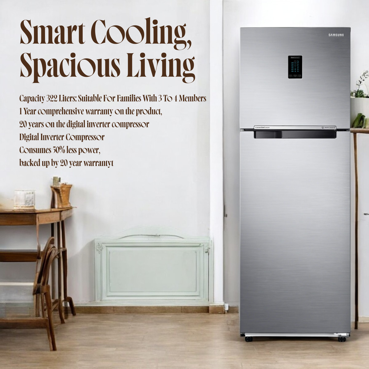 Samsung 322 L 2 Star Inverter Double Door Refrigerator (RT37C4522S8/HL ...