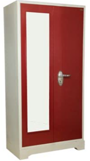 Powder Coated and Galvanized Tata Steel Metal Shelf Wardrobe with Mirror