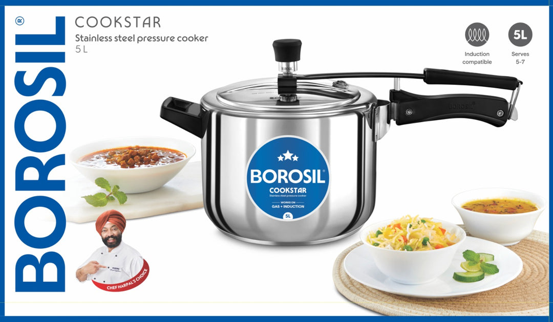 Borosil Stainless Steel Pressure Cooker 5L