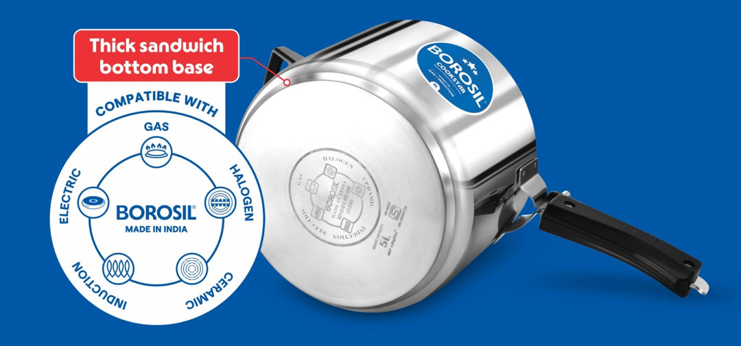 Borosil Stainless Steel Pressure Cooker 5L